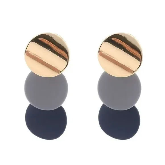 Professional Blue Triple Circle Drop Earrings - Picture 8 of 12